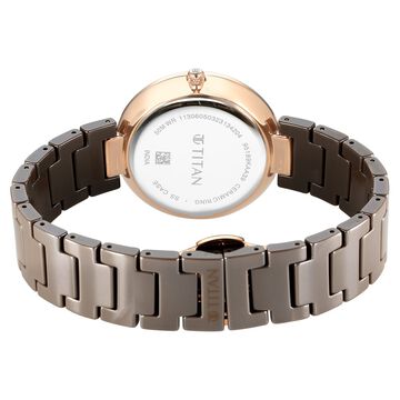 Titan Purple Ceramics Quartz Analog Brown Dial Ceramic Strap Watch for Women