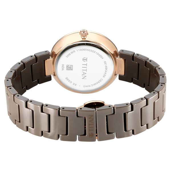 Titan Purple Ceramics Quartz Analog Brown Dial Ceramic Strap Watch for Women - image number 4