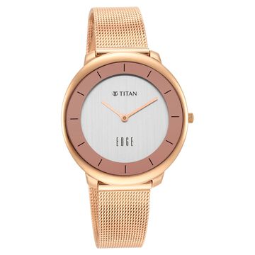 Titan Edge Rose Gold Dial Analog Stainless Steel Strap watch for Women