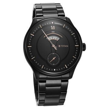 Titan Quartet Black Dial Analog Stainless Steel Strap watch for Men