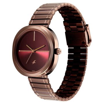 Fastrack 9 to Fine Analog with Brown Dial Metal Strap Watch for Girls