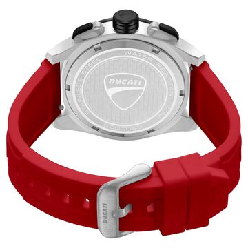 Ducati Quartz Chronograph Black Dial Red Silicone Strap Watch For Men