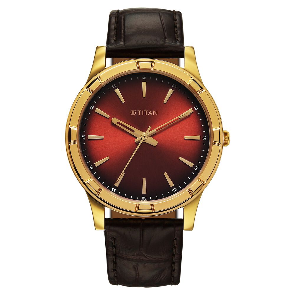 Titan Karishma Festive Analog with Mahogany Brown Dial Brown Leather Strap Watch for Men-image-13