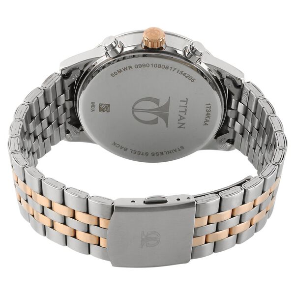 Titan Men's Metropolitan Luxe: Multifunction White Dial with Two-Tone Stainless Steel Bracelet Watch - image number 3