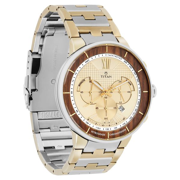 Titan Grandmaster Champagne Dial Chronograph Metal Strap Watch for Men - image number 1