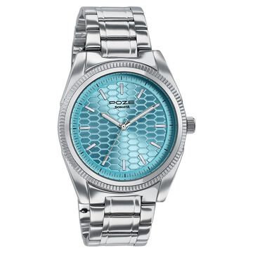 Poze By Sonata Quartz Analog Blue Dial Silver Metal Strap Watch For Men