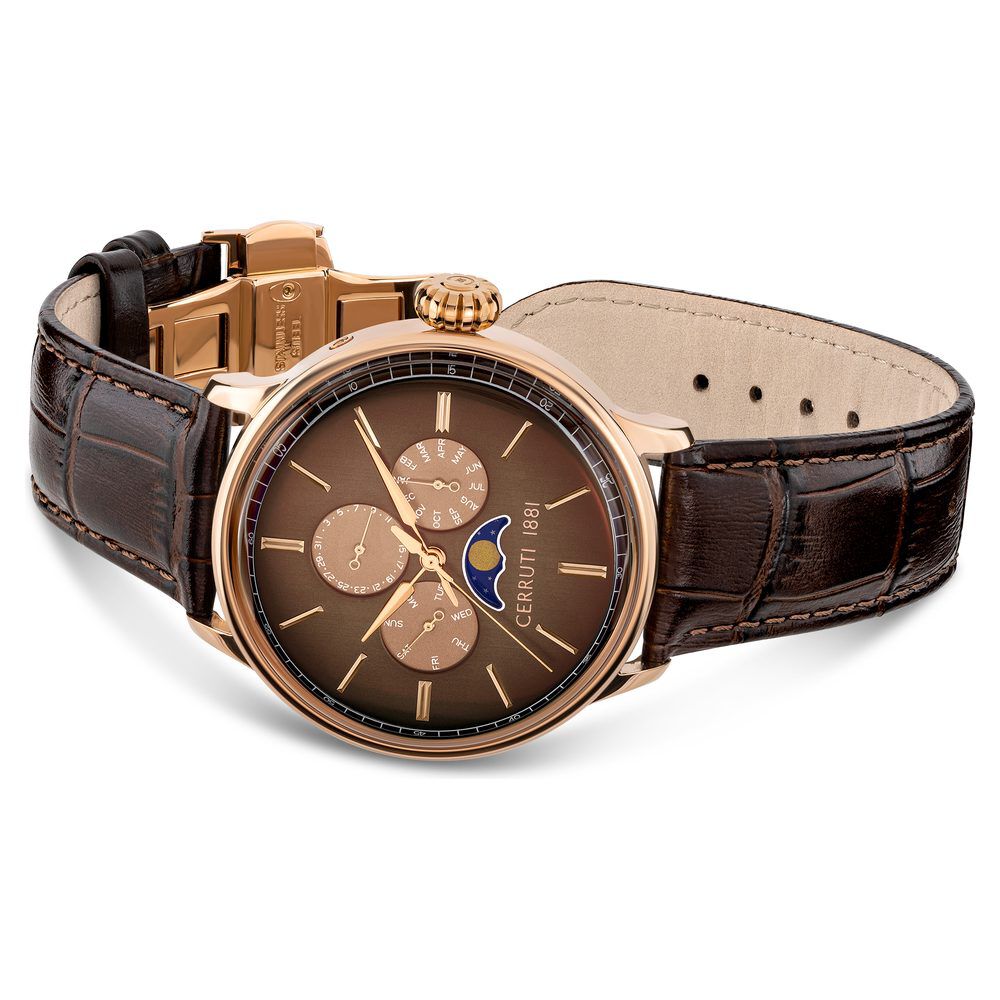 Buy Online Cerruti 1881 Brown Dial Leather Strap Watch for Men
