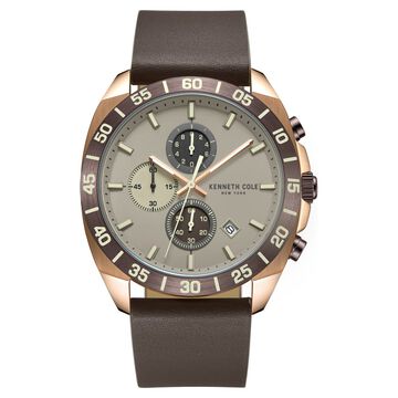 Kenneth Cole Quartz Chronograph Grey dial Leather Strap Watch for Men
