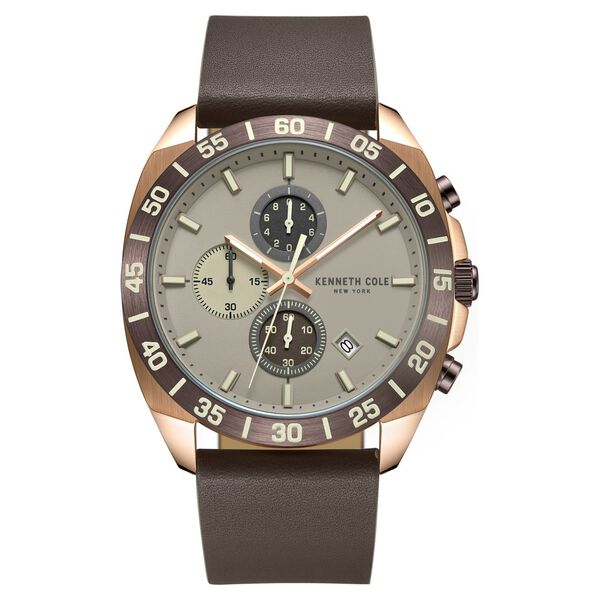 Kenneth Cole Quartz Chronograph Grey dial Leather Strap Watch for Men - image number 0