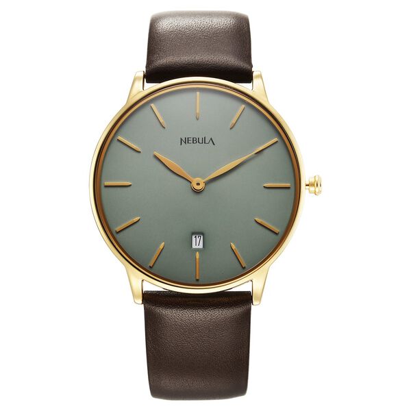 Titan Nebula Lustre 18k Gold Analog Leather Strap Watch for Men - image number 0