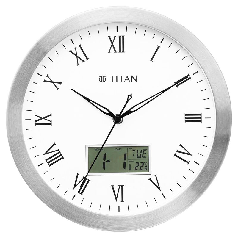 Titan Metallic Anadigi Wall Clock White Dial Silent Sweep Technology - 30 cm X 30 cm (Medium) - image number 0