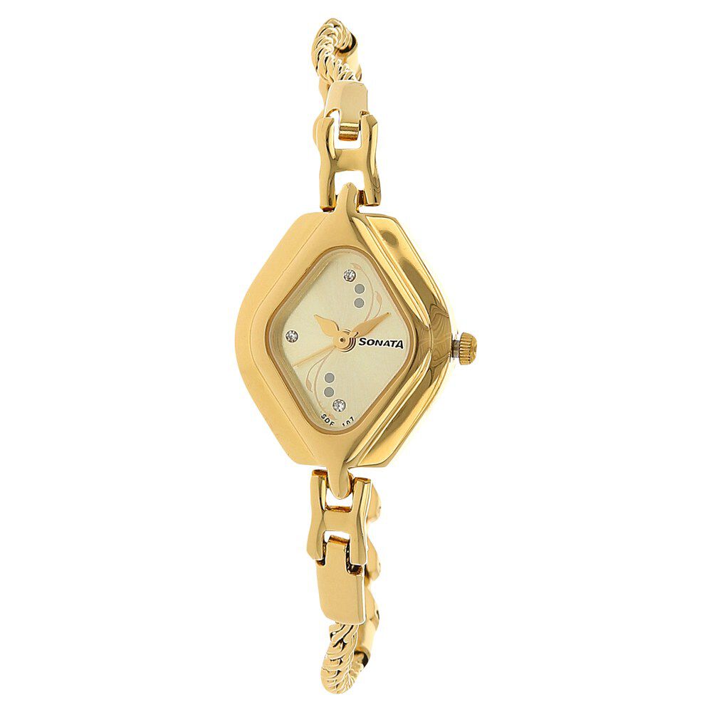 Sonata ladies watch golden colour on sale