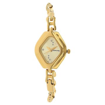 Sonata Wedding Champagne Dial Women Watch With Metal Strap