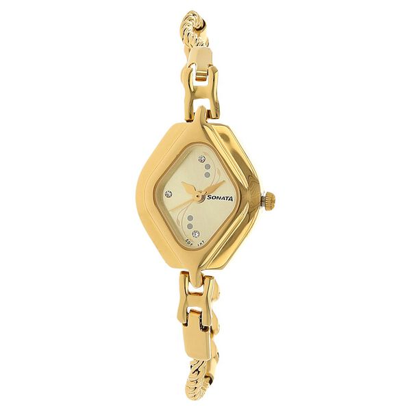 Sonata Wedding Champagne Dial Women Watch With Metal Strap - image number 0