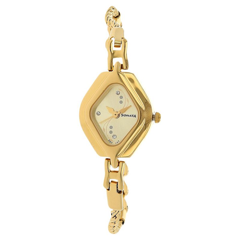 Sonata Wedding Champagne Dial Women Watch With Metal Strap - image number 0