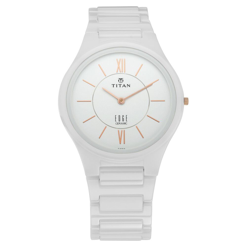 Titan Edge Ceramic White Dial Analog Ceramic Strap watch for Men