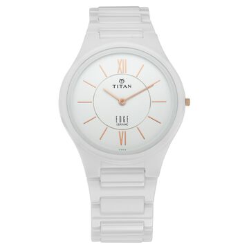 Titan Edge Ceramic Quartz in Arctic White Dial Watch for Men