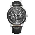 Police Quartz Multifunction Grey Dial Black Leather Strap Watch for Men - image number 0