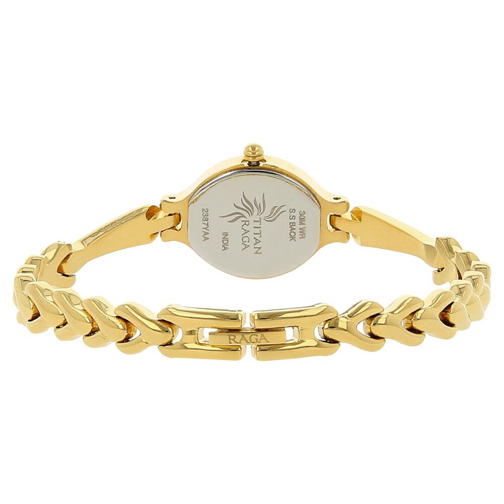 Buy Online Titan Raga Flora Champagne Dial Analog Metal Strap watch for Women nk2387ym06 Titan