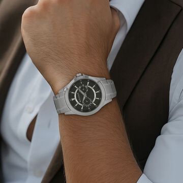 Titan Octane Multifunction Black Dial Silver Stainless Steel Strap Watch For Men