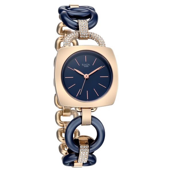 Titan Raga Unlocked Quartz Analog Blue Dial Multicoloured Metal Strap Watch For Women - image number 1