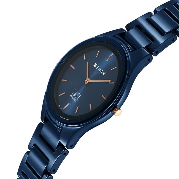 Titan Edge Ceramic Quartz in Atlantic Blue Dial Watch for Women - image number 1