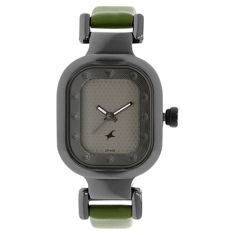 Fastrack Motorheads Quartz Analog Grey Dial Leather Strap Watch for Girls