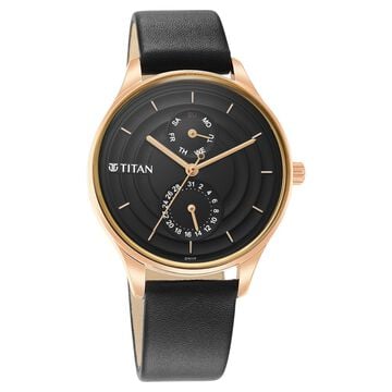 Titan Neo Workdays Black Dial Quartz Multifunction Leather Strap watch for Women