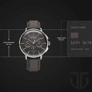 Titan Light leathers Multifunction Anthracite Dial Leather Strap Watch For Men