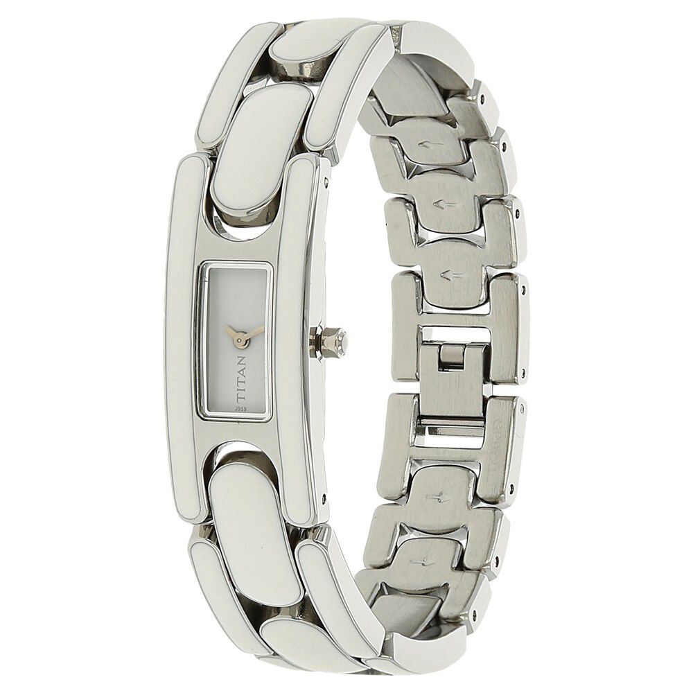 Buy Online Titan Quartz Analog White Dial Metal Strap Watch for