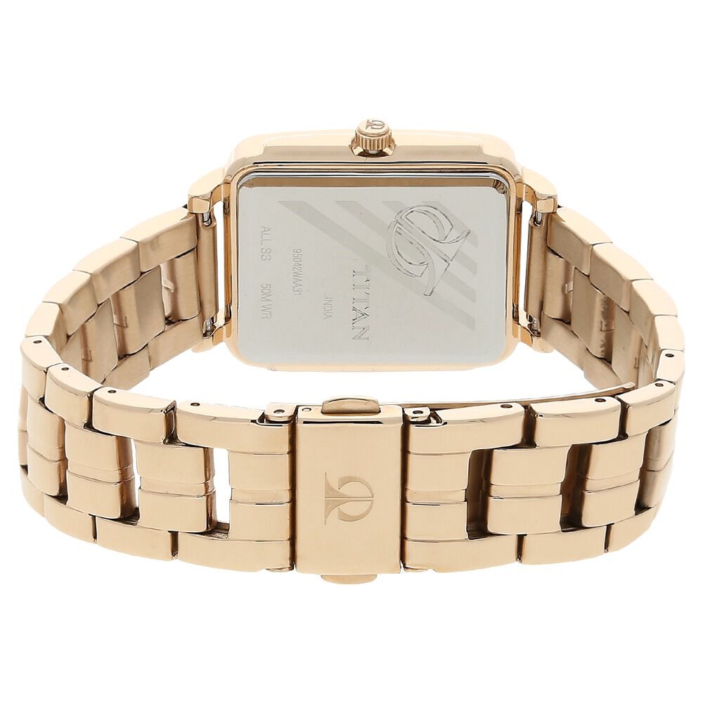 Buy Online Titan Quartz Analog Rose Gold Dial Stainless Steel Strap Watch for Women nk95042wm01 Titan