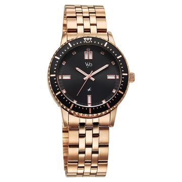 Vyb Manifester By Fastrack Quartz Analog Black Dial Metal Strap Watch For Girls