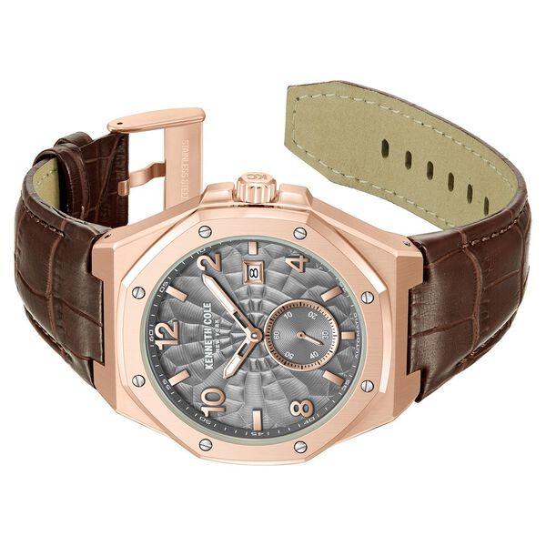Kenneth Cole Automatic Brown Leather Strap Watch For Men - image number 2
