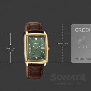 Sonata Festive Quartz Analog Green Dial Leather Strap Watch For Men