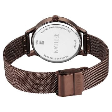 Titan Purple Superheads Quartz Analog Brown Dial Brown Stainless Steel Strap Watch For Women