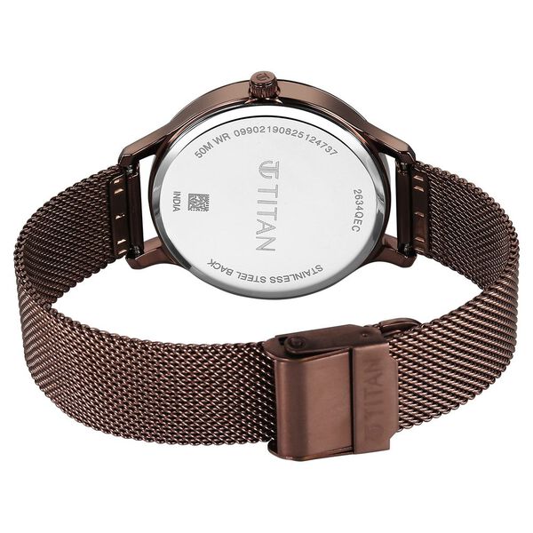 Titan Purple Superheads Quartz Analog Brown Dial Brown Stainless Steel Strap Watch For Women - image number 5