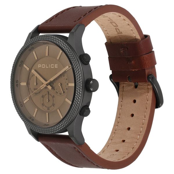 Police Quartz Chronograph Grey Dial Leather Strap Watch for Men - image number 1