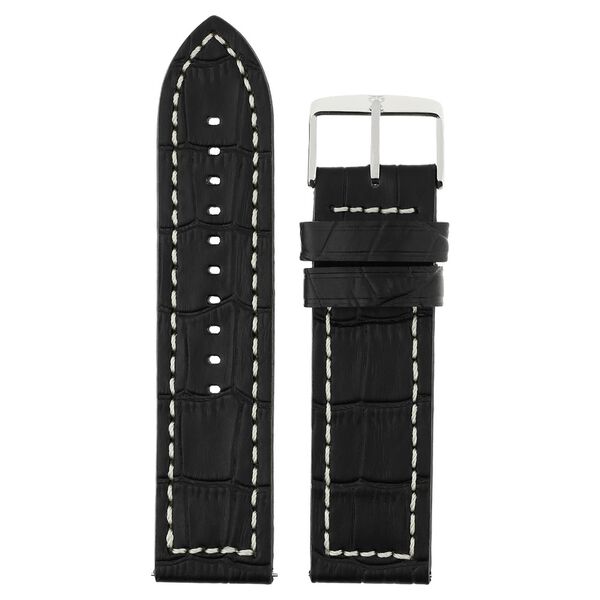 24 mm Black Genuine Leather Strap for Men - image number 0
