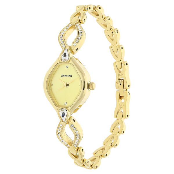 Sonata Quartz Analog Champagne Dial Metal Strap Watch for Women - image number 1