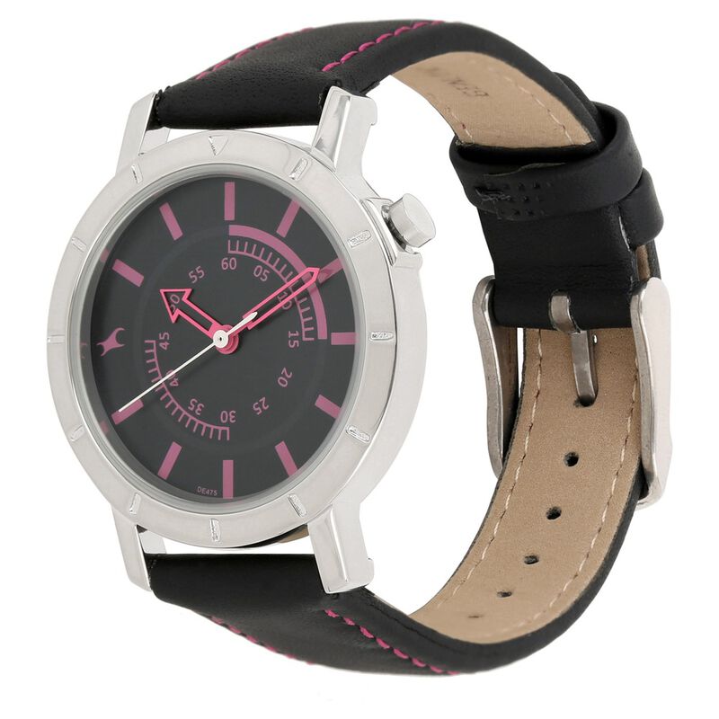 Fastrack Quartz Analog Black Dial Leather Strap Watch for Girls - image number 1