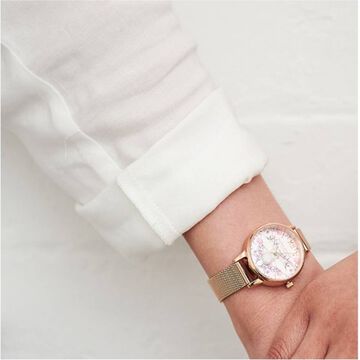 Olivia Burton Quartz Analog Pink Dial Stainless Steel Strap Watch for Women