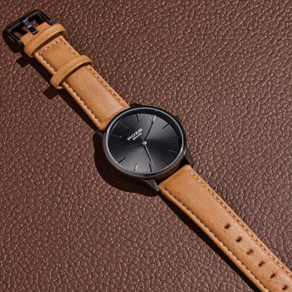 Sonata Poze Quartz Analog Black Dial Tan Color Leather Strap Watch For Men-image-10