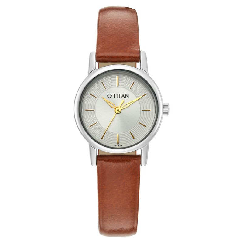 Titan Quartz Analog Silver Dial Leather Strap Watch for Women - image number 1