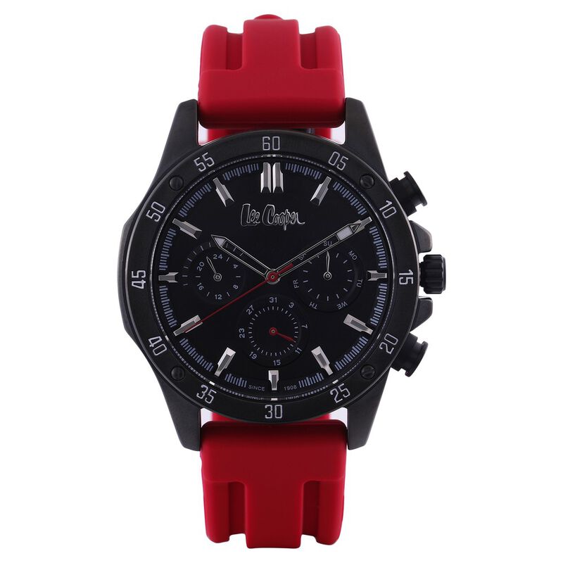Buy Online Lee Cooper Quartz Multifunction Black Dial Silicone Strap ...