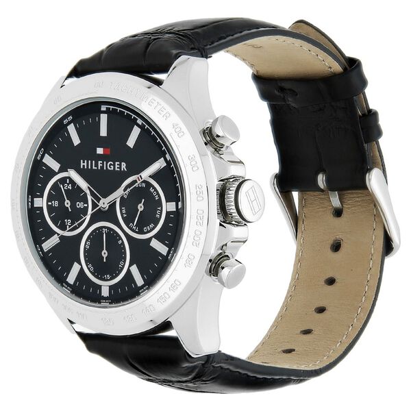 Tommy Hilfiger Quartz Multifunction Black Dial Leather Strap Watch for Men - image number 1