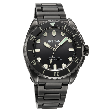 Titan Zero Hour Professional Diver's 500m Limited Edition Automatic Analog with Black Dial Black Titanium & Black FKM Strap Watch for Men