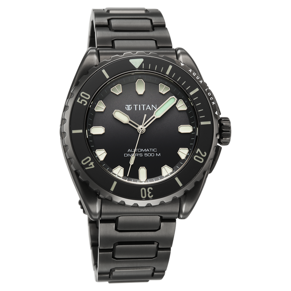 Titan Zero Hour Professional Diver's 500m Limited Edition Automatic Analog with Black Dial Black Titanium & Black FKM Strap Watch for Men - image number 2
