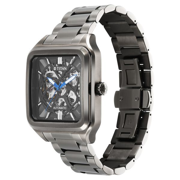 Titan Shaped Automatics Anthracite Dial Grey Stainless Steel Strap watch for Men - image number 2