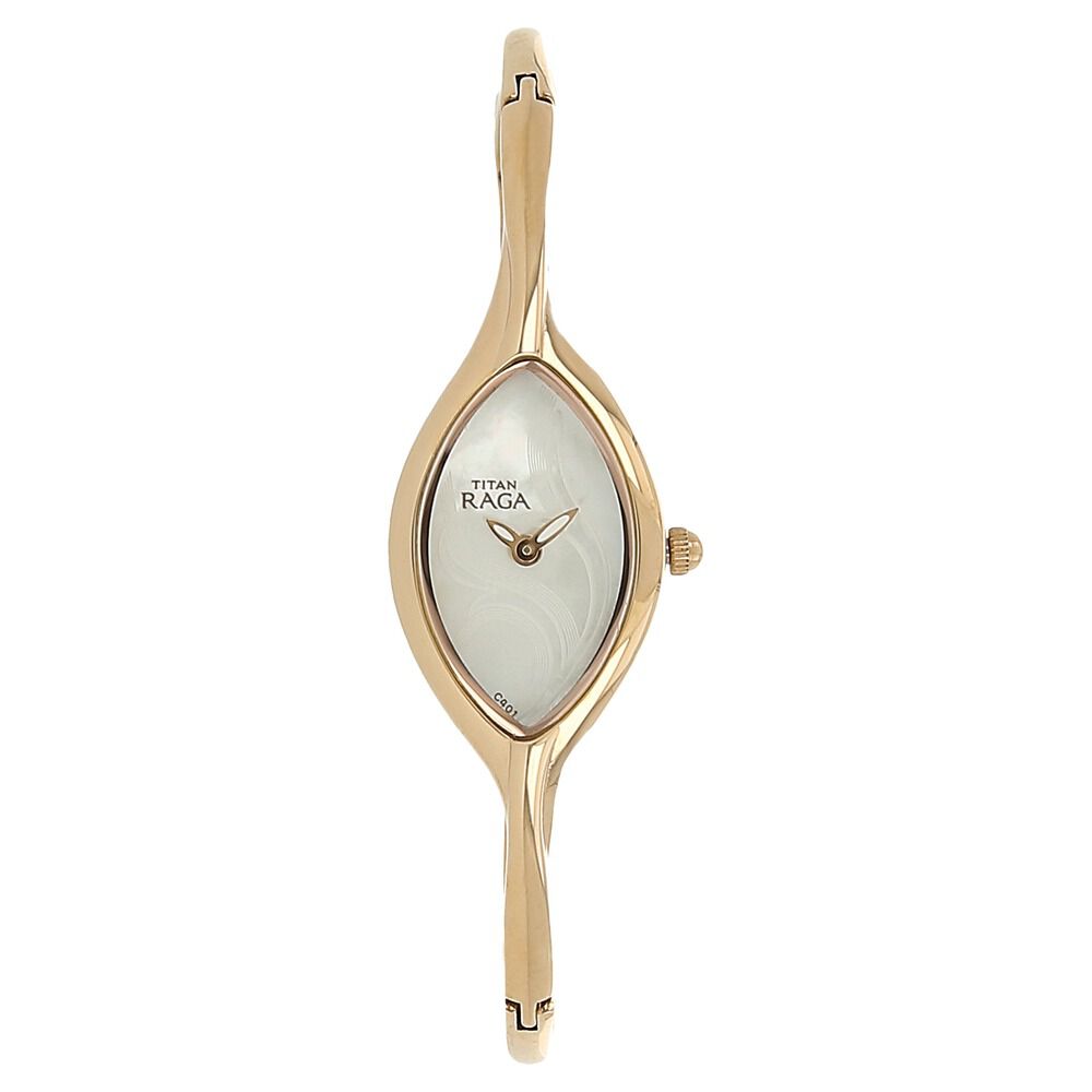 Titan Quartz Analog White Dial Metal Strap Watch for Women