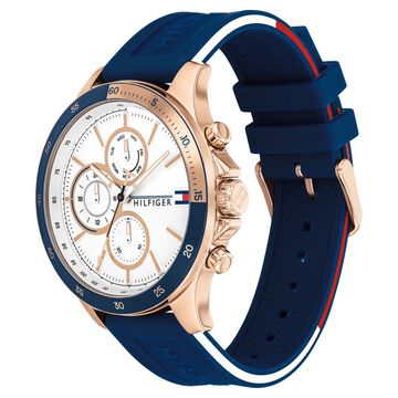 Tommy Hilfiger Quartz Multifunction White Dial Silicone Strap Watch for Men